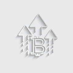 paper bitcoin  rate increase icon up bitcoin   sign