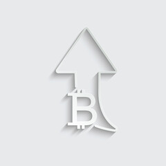 paper bitcoin  rate increase icon up bitcoin   sign