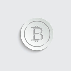 paper Bitcoin sign. Cryptocurrency symbol. cryptocurrency icon.  Blockchain-based secure cryptocurrency. Vector icon for web site design, app. 