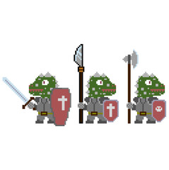 Set of pixel characters in art style