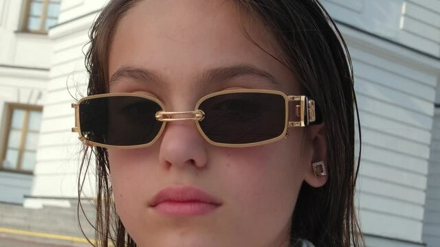 stylish teen girl with glasses