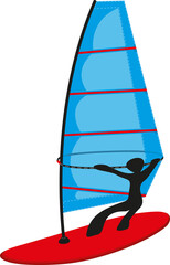 Fototapeta premium Windsurfing board with sail sea