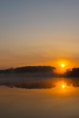 Obraz na płótnie Canvas Sunrise on Jenoi pond near Diosjeno, Northern Hungary