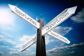 Opportunities concept - signpost with four arrows