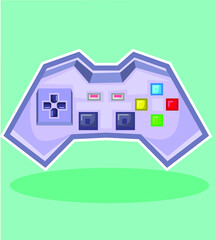 Video Game joystick with colorful buttons and square 3D design.
Game control with colorful buttons 3D designer vector art,cartoon Joystick.