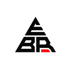 EBR triangle letter logo design with triangle shape. EBR triangle logo design monogram. EBR triangle vector logo template with red color. EBR triangular logo Simple, Elegant, and Luxurious Logo. EBR 