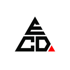 ECD triangle letter logo design with triangle shape. ECD triangle logo design monogram. ECD triangle vector logo template with red color. ECD triangular logo Simple, Elegant, and Luxurious Logo. ECD 