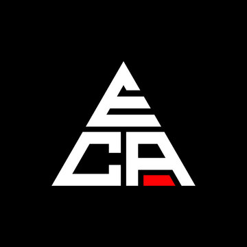 ECA triangle letter logo design with triangle shape. ECA triangle logo design monogram. ECA triangle vector logo template with red color. ECA triangular logo Simple, Elegant, and Luxurious Logo. ECA 