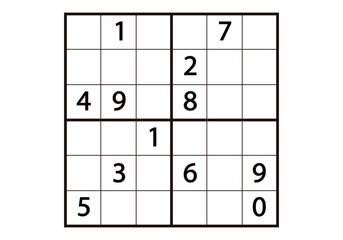 Sudoku. Pasatiempos de números. Cuadrícula con números sobre fondo blanco. Gimnasia mental