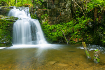Resov waterfalls on the river Huntava in Nizky Jesenik, Northern Moravia, Czech Republic