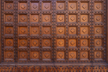 Carved wooden door cathedral of Siena