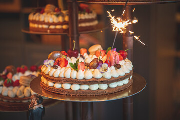 Gros plan sur la pièce montée