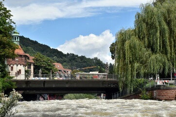 Dreisam in Freiburg nach Starkregen
