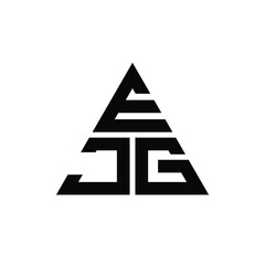 EJG triangle letter logo design with triangle shape. EJG triangle logo design monogram. EJG triangle vector logo template with red color. EJG triangular logo Simple, Elegant, and Luxurious Logo. EJG 