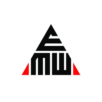 EMW triangle letter logo design with triangle shape. EMW triangle logo design monogram. EMW triangle vector logo template with red color. EMW triangular logo Simple, Elegant, and Luxurious Logo. EMW 