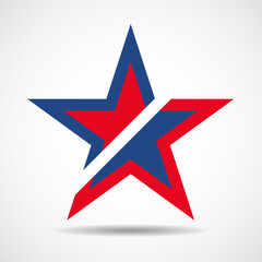 Obraz premium USA flag in star shape. American star. Independence day. Vector illustration