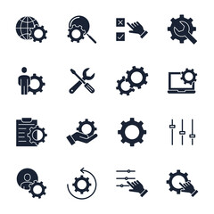 set of Setup and Settings elements symbol template for graphic and web design collection logo vector illustration