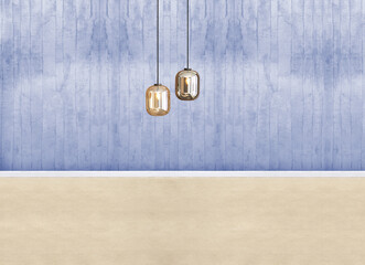 empty room and interior design, hanging lamp. 3D illustration