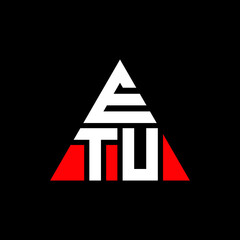 ETU triangle letter logo design with triangle shape. ETU triangle logo design monogram. ETU triangle vector logo template with red color. ETU triangular logo Simple, Elegant, and Luxurious Logo. ETU 