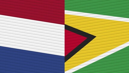 Guyana and Canada Two Half Flags Together Fabric Texture Illustration