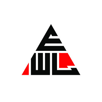 EWL triangle letter logo design with triangle shape. EWL triangle logo design monogram. EWL triangle vector logo template with red color. EWL triangular logo Simple, Elegant, and Luxurious Logo. EWL 