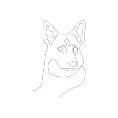 Shepherd dog one line art. Black line on white background. Dog's portrait. Sketch fullface.