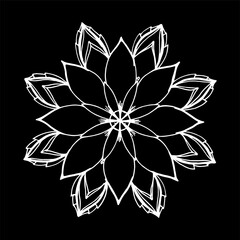 hand-drawn vector mandala. Mandala round floral, stylized symmetrical pattern of petals with a black line on a white background for decoration. isolated etgic element for your design template