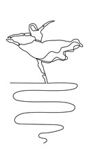 one line drawing of dancing beautiful woman ballet dancer