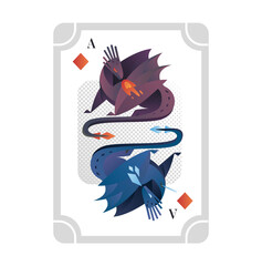 One play Card with two dragons used gradient
