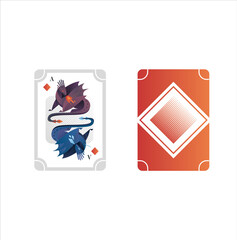 Two plays Cards with two dragons used gradient