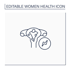 Fibroids line icon. Abnormal growth. Develop in the uterus. Cancerous or noncancerous tumors.Health protection. Women health concept. Isolated vector illustration.Editable stroke