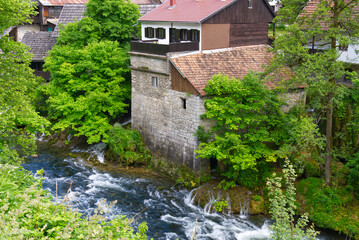 Obraz na płótnie Canvas Slunj in Croatia, Korana river ideal place for rafting. beautiful mountain river in the lowlands