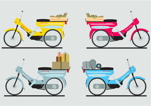 Vector image of delivery by scooter as a symbol for use in conveying meaning. on the transport side