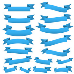 Set of Ribbon Banners Blue