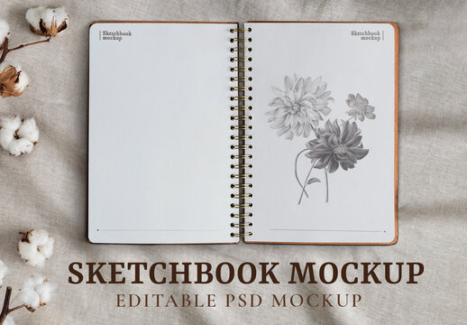 Opened Sketchbook Pages Mockup