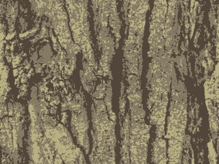 Oak tree camouflage. Heavy posterize and crystallize effect. Olive green and brown. Seamless pattern. Useable for hunting and military purposes.