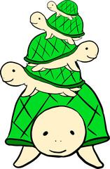 可愛い亀の親子