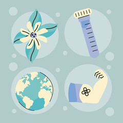 covid19 vaccine campaign icons