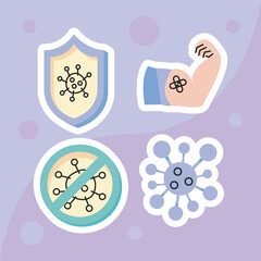 covid19 vaccine four icons