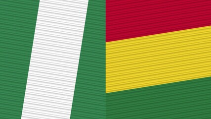 Bolivia and Nigeria Two Half Flags Together Fabric Texture Illustration