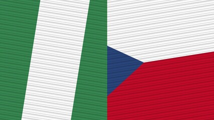 Czech Republic and Nigeria Two Half Flags Together Fabric Texture Illustration