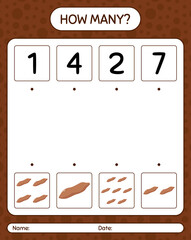 How many counting game with sweet potato. worksheet for preschool kids, kids activity sheet, printable worksheet