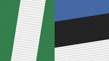 Estonia and Nigeria Two Half Flags Together Fabric Texture Illustration