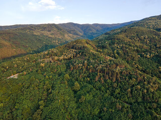 Aerial Sunset view of Belasitsa Mountain, Bulgaria