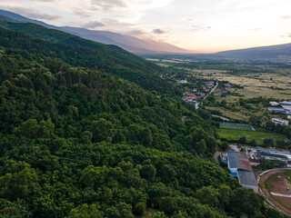 Fototapeta na wymiar Aerial Sunset view of Belasitsa Mountain, Bulgaria