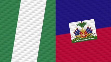 Haiti and Nigeria Two Half Flags Together Fabric Texture Illustration