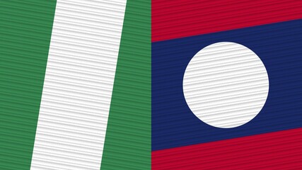 Laos and Nigeria Two Half Flags Together Fabric Texture Illustration