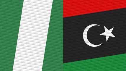 Libya and Nigeria Two Half Flags Together Fabric Texture Illustration