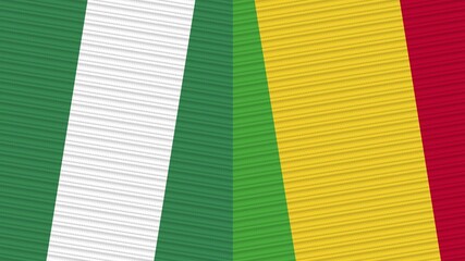 Mali and Nigeria Two Half Flags Together Fabric Texture Illustration