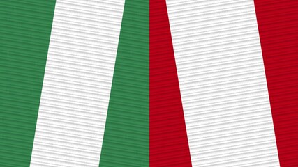 Peru and Nigeria Two Half Flags Together Fabric Texture Illustration